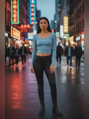 Papermoon Sky Blue Long Sleeve Women's Top